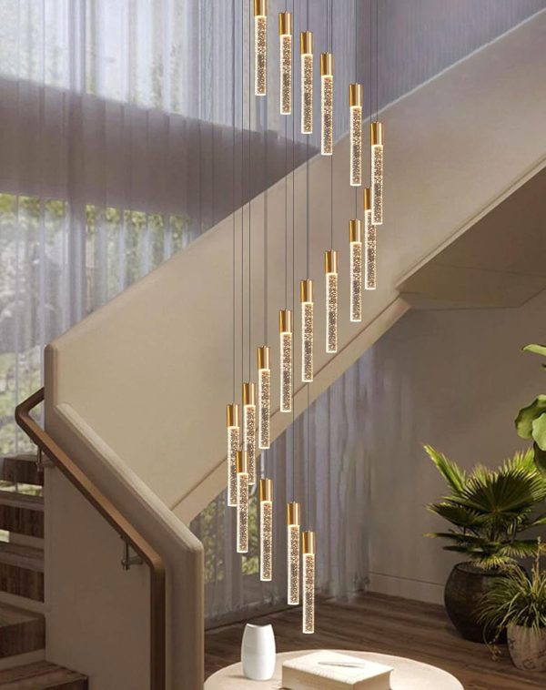 H118 18-Light Modern LED Dimmable Crystal Chandelier Pendant Fixture Flush Mounted Ceiling Light Raindrop Bubble for Living Room Foyer With Remote