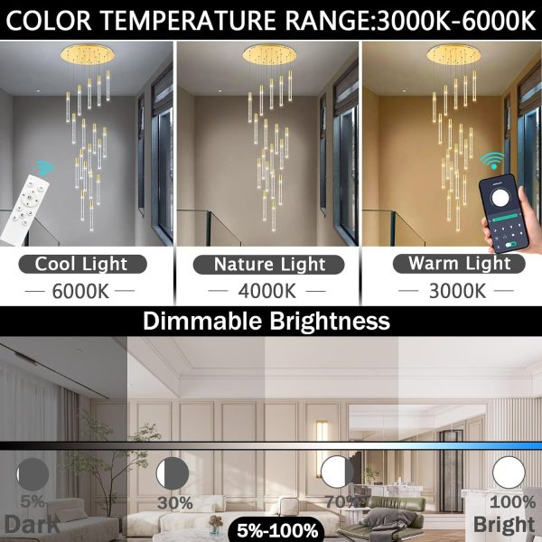 H118 18-Light Modern LED Dimmable Crystal Chandelier Pendant Fixture Flush Mounted Ceiling Light Raindrop Bubble for Living Room Foyer With Remote - Image 3