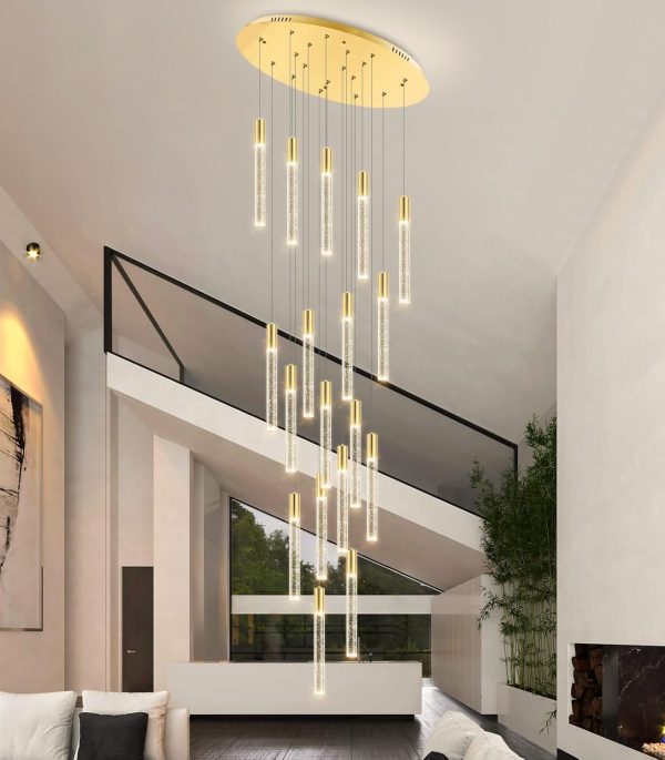 H118 18-Light Modern LED Dimmable Crystal Chandelier Pendant Fixture Flush Mounted Ceiling Light Raindrop Bubble for Living Room Foyer With Remote - Image 4