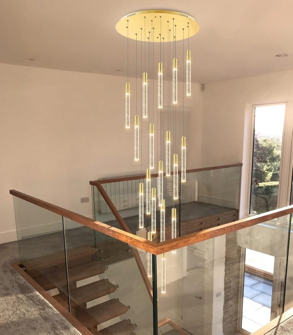 H118 18-Light Modern LED Dimmable Crystal Chandelier Pendant Fixture Flush Mounted Ceiling Light Raindrop Bubble for Living Room Foyer With Remote - Image 5