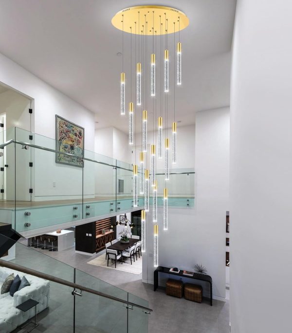 H118 18-Light Modern LED Dimmable Crystal Chandelier Pendant Fixture Flush Mounted Ceiling Light Raindrop Bubble for Living Room Foyer With Remote - Image 6
