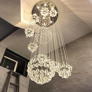 D24'' x H78'' Modern Large Chandelier for Foyer Glam Chandelier Raindrop Crystal Chandeliers LED Dimmable High Ceiling Light Fixtures for Staircaes Hallway Entryway