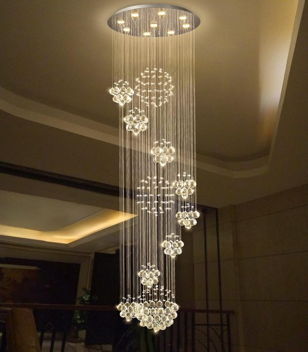 D24'' x H78'' Modern Large Chandelier for Foyer Glam Chandelier Raindrop Crystal Chandeliers LED Dimmable High Ceiling Light Fixtures for Staircaes Hallway Entryway - Image 5