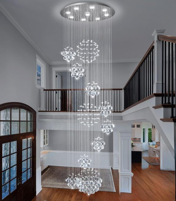 D24'' x H78'' Modern Large Chandelier for Foyer Glam Chandelier Raindrop Crystal Chandeliers LED Dimmable High Ceiling Light Fixtures for Staircaes Hallway Entryway - Image 7
