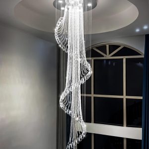 D24'' x H78'' Modern Crystal Chandelier for Foyer Glam Chandelier High Ceiling Chandeliers Large Raindrop Pendant Lights LED Dimmable Light Fixtures for Staircaes Living Room Entryway